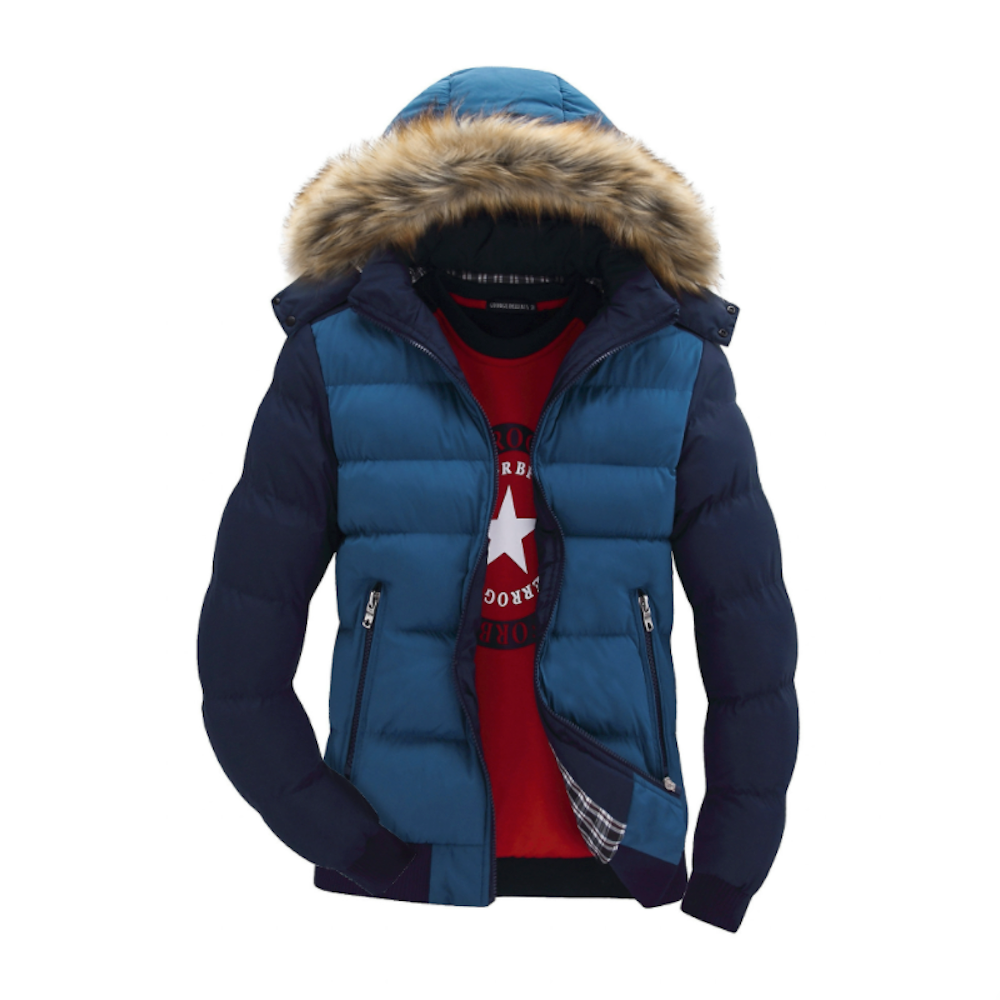 Mens Puffer Jacket with Removable Hood