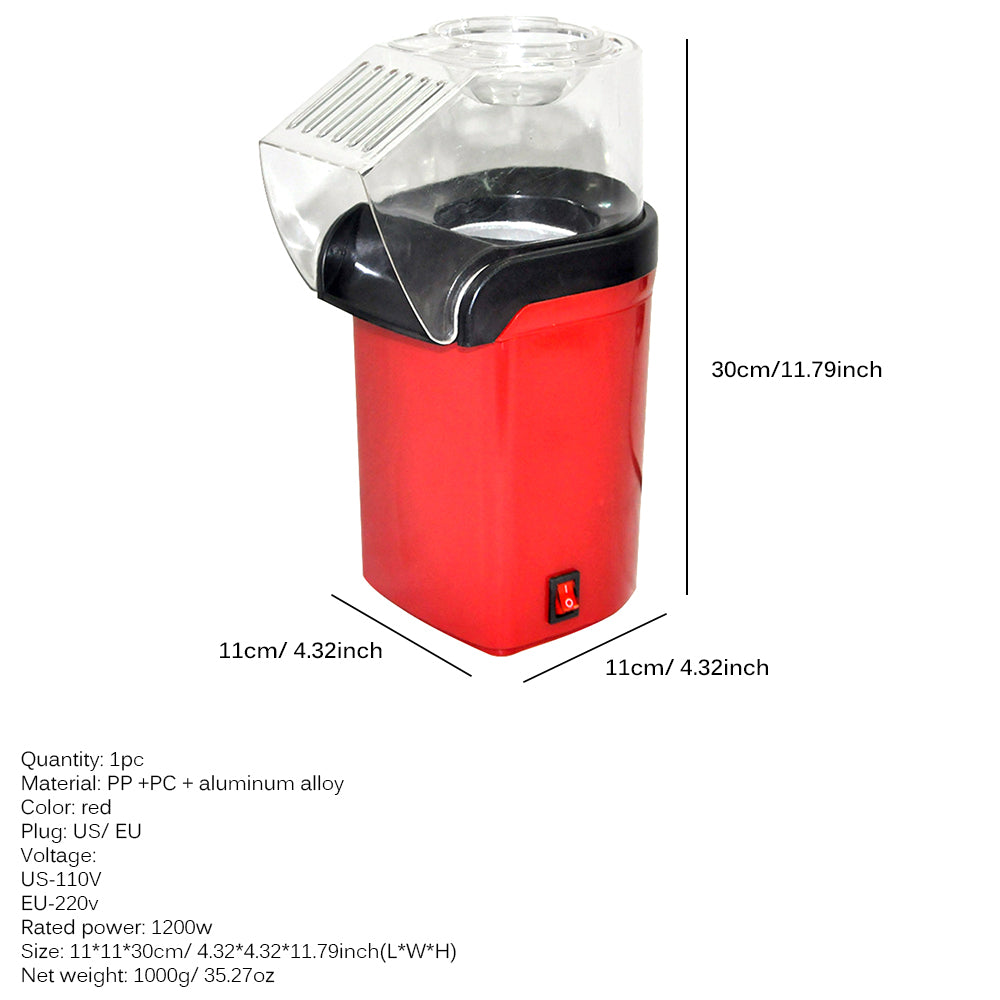 Hot Air Popcorn Maker 1200W Fat-Free Popcorn
