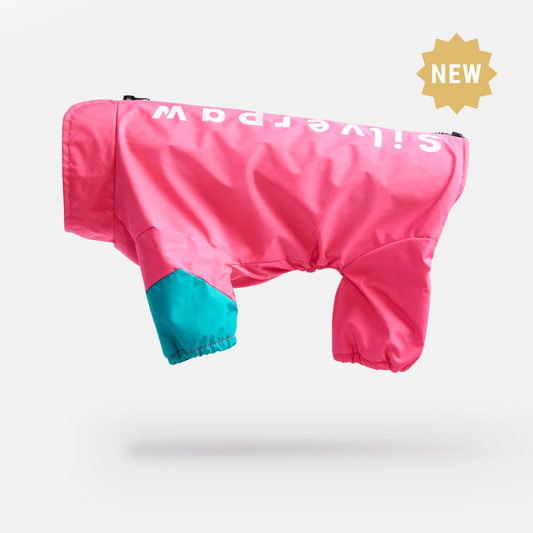 🎀 Ricki Dog Tracksuit – Pink Waterproof One-Piece with Harness Access