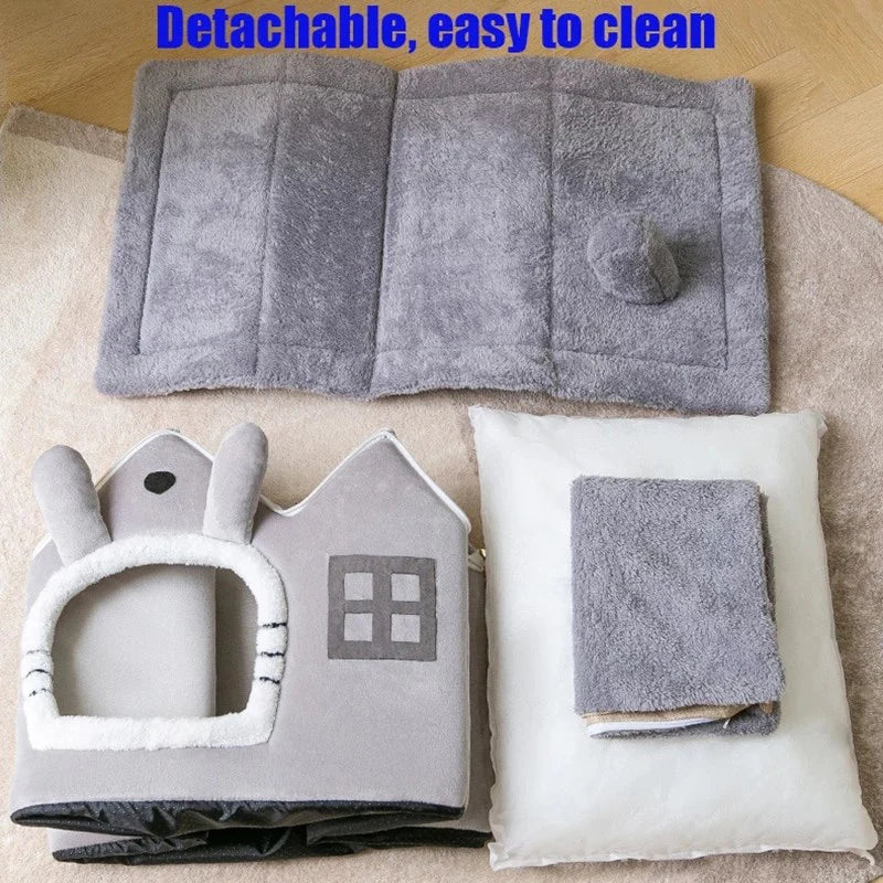 Plush Pet House with Removable Roof