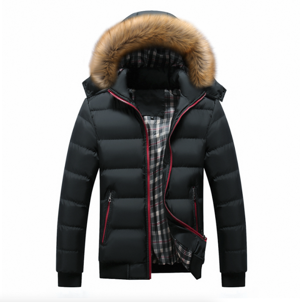 Mens Puffer Jacket with Removable Hood