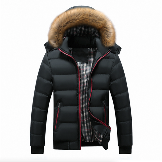 Mens Puffer Jacket with Removable Hood