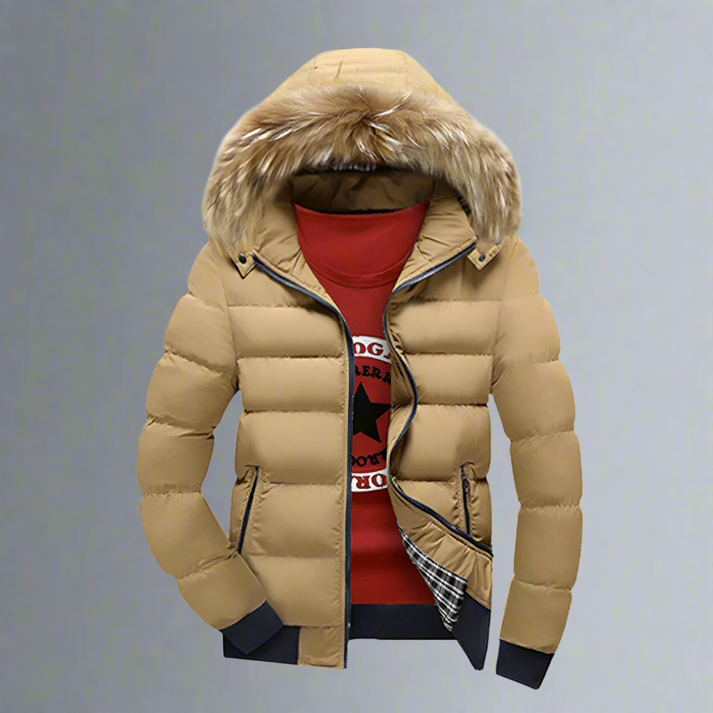 Mens Puffer Jacket with Removable Hood